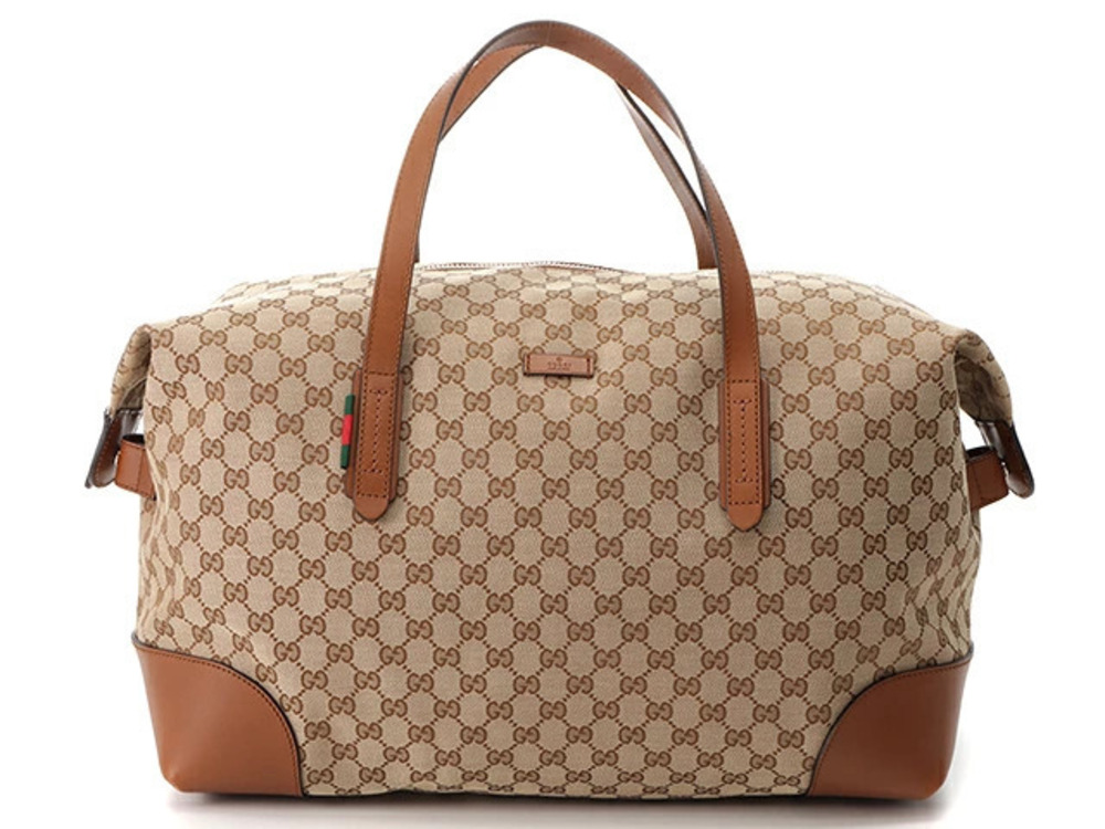 Gucci Boston bag Beige Cream brown GG canvas calfskin